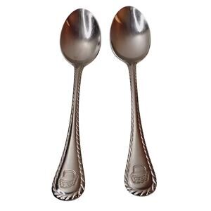 Wallace BASKETWEAVE Stainless Basket Rope Edge Flatware Server Spoons Set USA